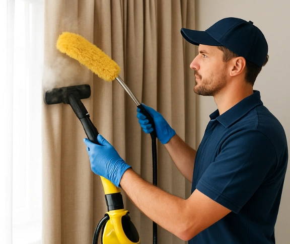 Trusted curtain steam cleaning technician Matty Curtain Cleaning carbrook QLD
